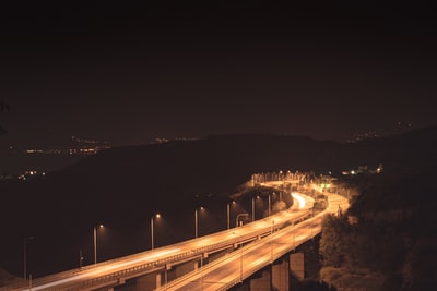 晚上时间流逝摄影黄色的道路
